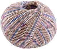 Lana Grossa Cool Wool 4 Socks Print 3 7203 Beige/Kornblume/Weiß/Pink/Lila