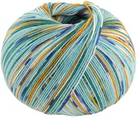 Lana Grossa Cool Wool 4 Socks Print 3 7205 Türkis/Opalgrün/Gelborange/Weiß/Hell-/Kobaltblau