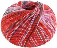 Lana Grossa Cool Wool 4 Socks Print 3 7206 Rot/Opalgrün/Weiß/Lila/Fuchsia