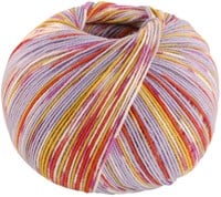 Lana Grossa Cool Wool 4 Socks Print 3 7208 Veilchenblau/Curry/Tonrot/Ecru/Fuchsia