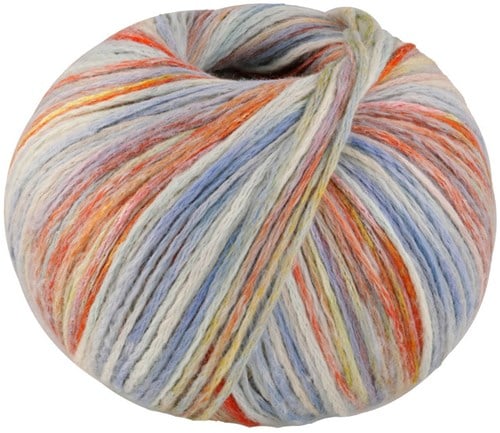 Lana Grossa Cotonella Multi 104 Rohweiß/Hellblau/Zart-/Gelbgrün/Rost