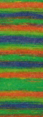 Lana Grossa Cottonhair 102 Orange/Grün/Gelbgrün/Blauviolett/Graubraun-2