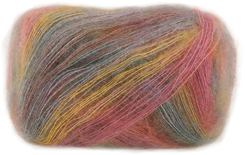 Lana Grossa Cottonhair 106 Umbra/Beere/Ockergelb/Altrosa/Pink/Fuchsia/Rauchblau