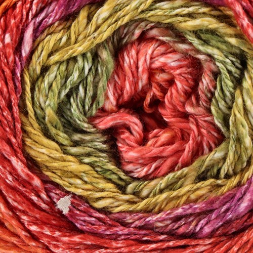 Lana Grossa Gomitolo Collina 1018 olive/red orange/orient red/red violet/yellow green/camel-2