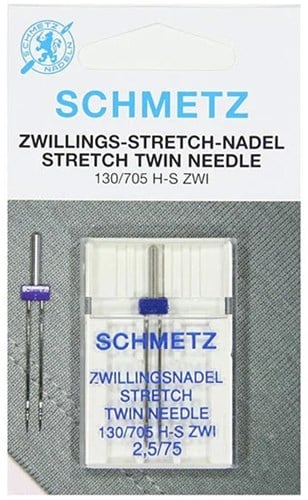 Schmetz Stretch Doppelnadel 2,5/75 - 1 Nadel auf Karte