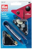 Prym Druckknöpfe ohne Nähen Anorak 15 mm 04 Schwarz