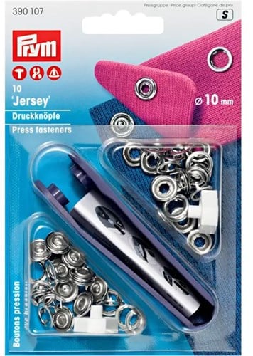 Prym Druckknöpfe ohne Nähen Jersey Ring mit Zähnchen 10 mm 01 Silber