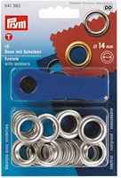 Prym Ösen mit Scheiben Silber 14 mm