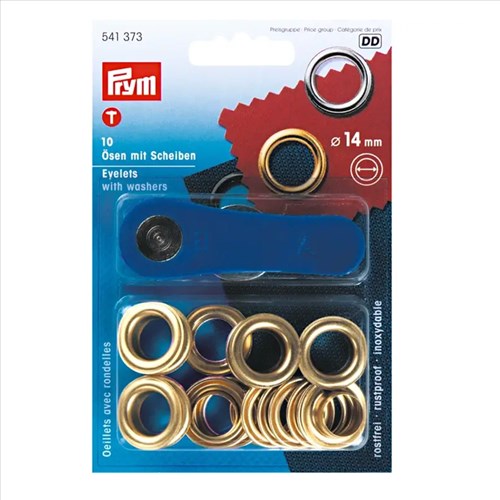 Prym Ösen mit Scheiben Gold 14 mm