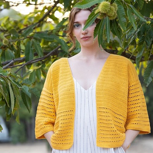 Fair Cotton Bolero Häkelpaket 1 46/48 Yellow-2