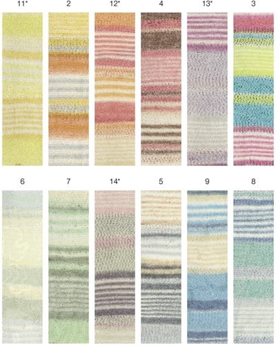 Lana Grossa Aruba 014 Raw White / Rose / Grey / Dark Grey / Subtle Green-3
