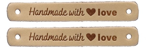 Durable Leder Label Handmade with Love (2 Stück) 001 Light Brown-2