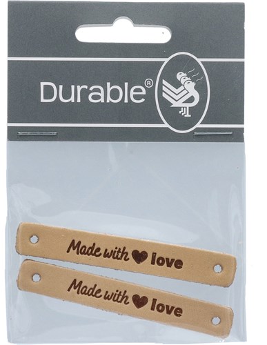 Durable Leder Label Made with Love (2 Stück) 001 Light Brown