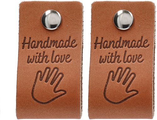 Durable Leder Label Handmade with Love (2 Stück) 004 Dark Brown-2