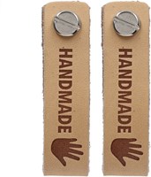 Durable Leder Label Handmade mit Schraube (2 Stück) 001 Light Brown-2