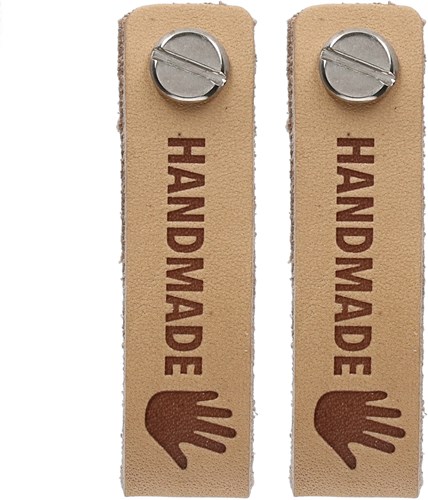 Durable Leder Label Handmade mit Schraube (2 Stück) 001 Light Brown-2