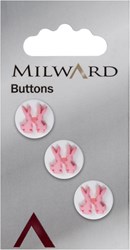 Milward Knopf mit Kaninchen Rosa 14mm (3 Stück)