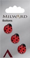 Milward Knopf Marienkäfer Schwarz/Rot 15mm (3 Stück)
