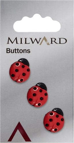 Milward Knopf Marienkäfer Schwarz/Rot 15mm (3 Stück)
