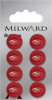 Milward Perlmutt Knopf Rot 13mm (8 Stück)