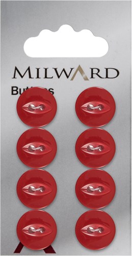 Milward Perlmutt Knopf Rot 13mm (8 Stück)