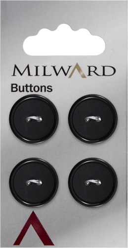 Milward Matt mit glänzendem Rand Knopf Schwarz 19mm (4 Stück)