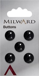 Milward Glanz Knopf mit Mustern Schwarz 12mm (5 Stück)