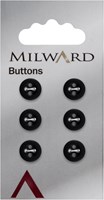 Milward Knopf Matt Schwarz 10mm (6 Stück)