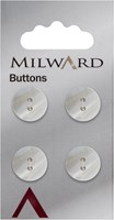 Milward Perlmutt Knopf Weiß 15mm (4 Stück)