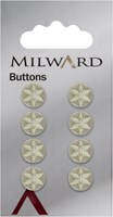 Milward Knopf gelb Glanz Blumen/Stern 10mm (8 Stück)