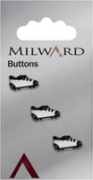 Milward Knopf Fußballschuh Schwarz/Weiß 15mm (3 Stück)
