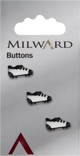 Milward Knopf Fußballschuh Schwarz/Weiß 15mm (3 Stück)