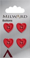 Milward Knopf Herz Rot 15mm (4 Stück)
