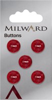 Milward Knopf Transparent Rot mit Blumen 12mm (5 Stück)