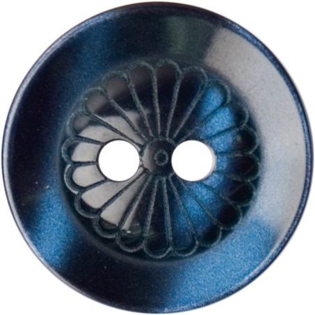 Milward Knopf Dunkelblau mit Blume 16mm (4 Stück)-2