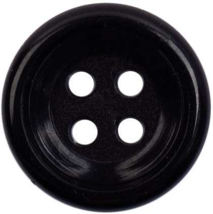 Milward Knopf Schwarz Mit erhöhtem Rand 16mm (4 Stück)-2