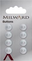 Milward Knopf Perlmutt Weiß mit Rand 10mm (8 Stück)