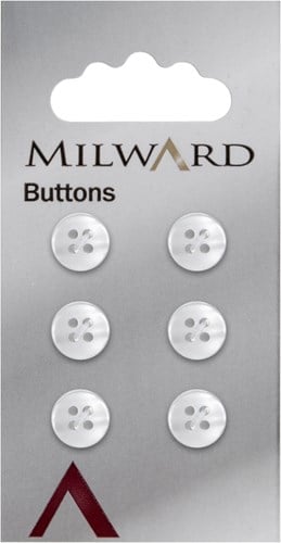 Milward Perlmutt Knopf Weiß 10mm (6 Stück)
