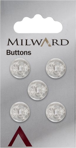 Milward Knopf Transparent mit Blumenmuster 12mm (5 Stück)