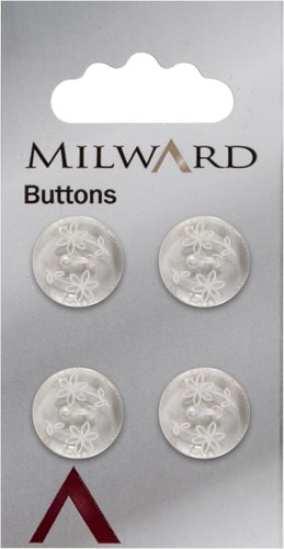 Milward Knopf Transparent mit Blumenmuster 15mm (4 Stück)