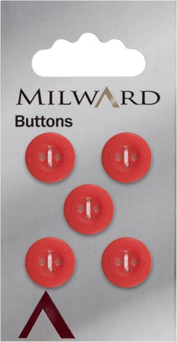 Milward Knopf Matt Mit erhöhtem Rand Rot 12mm (5 Stück)