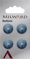 Milward Knopf Marmoriert Blau/Weiß 15mm (4 Stück)