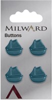 Milward Knopf Segelboot Weiß/Blau 14mm (3 Stück)