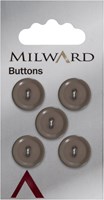 Milward Knopf Glanz Grau 15mm (5 Stück)