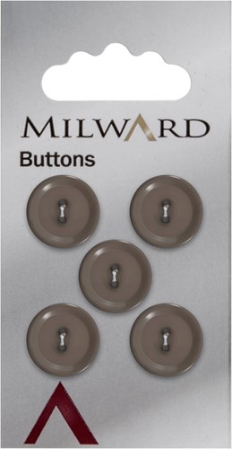 Milward Knopf Glanz Grau 15mm (5 Stück)