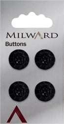 Milward Schwarzer Runder Knopf mit Muster und schwarzen Glitzersteinen