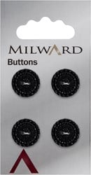 Milward Schwarzer Knopf mit unterschiedlichen Schwarzen Steinchen