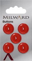 Milward Rot Glänzender Knopf 15mm (5 Stück)