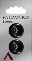 Milward Runder Knopf Schwarz 22mm (2 Stück)