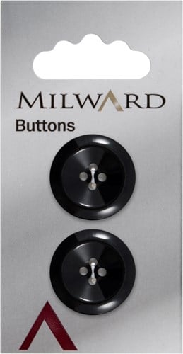 Milward Runder Knopf Schwarz 22mm (2 Stück)
